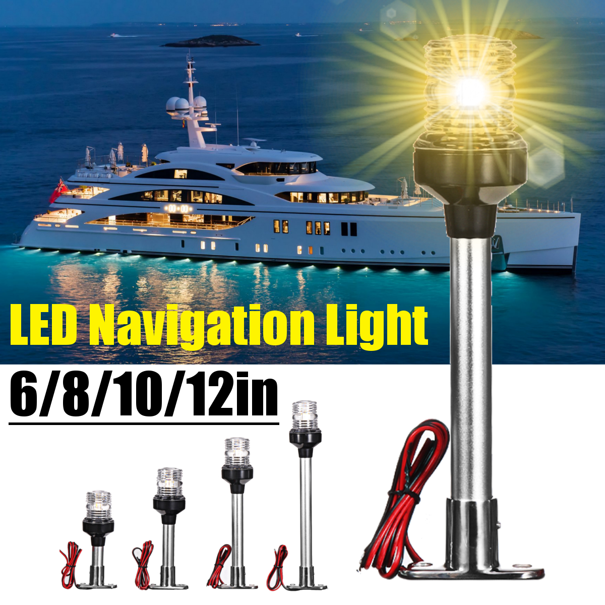 681012quot-12V-24V-LED-Navigation-Anchor-Light-Marine-Boat-Pontoon-360-All-Around-1750698