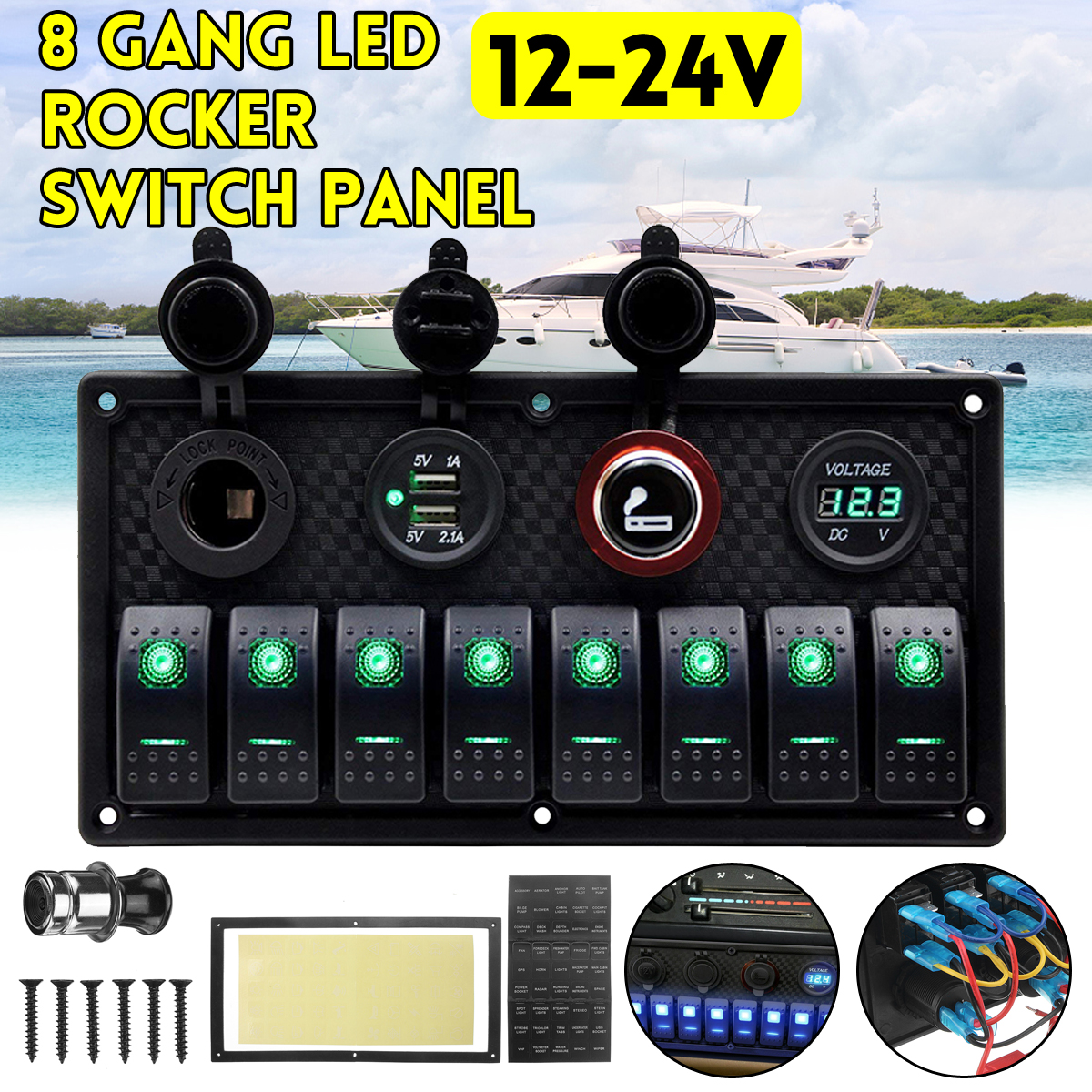 8-Gang-Rocker-Switch-LED-Panel-ON-OFF-Toggle-Circuit-Breaker-Waterproof-For-Marine-Boat-Car-RV-1718323