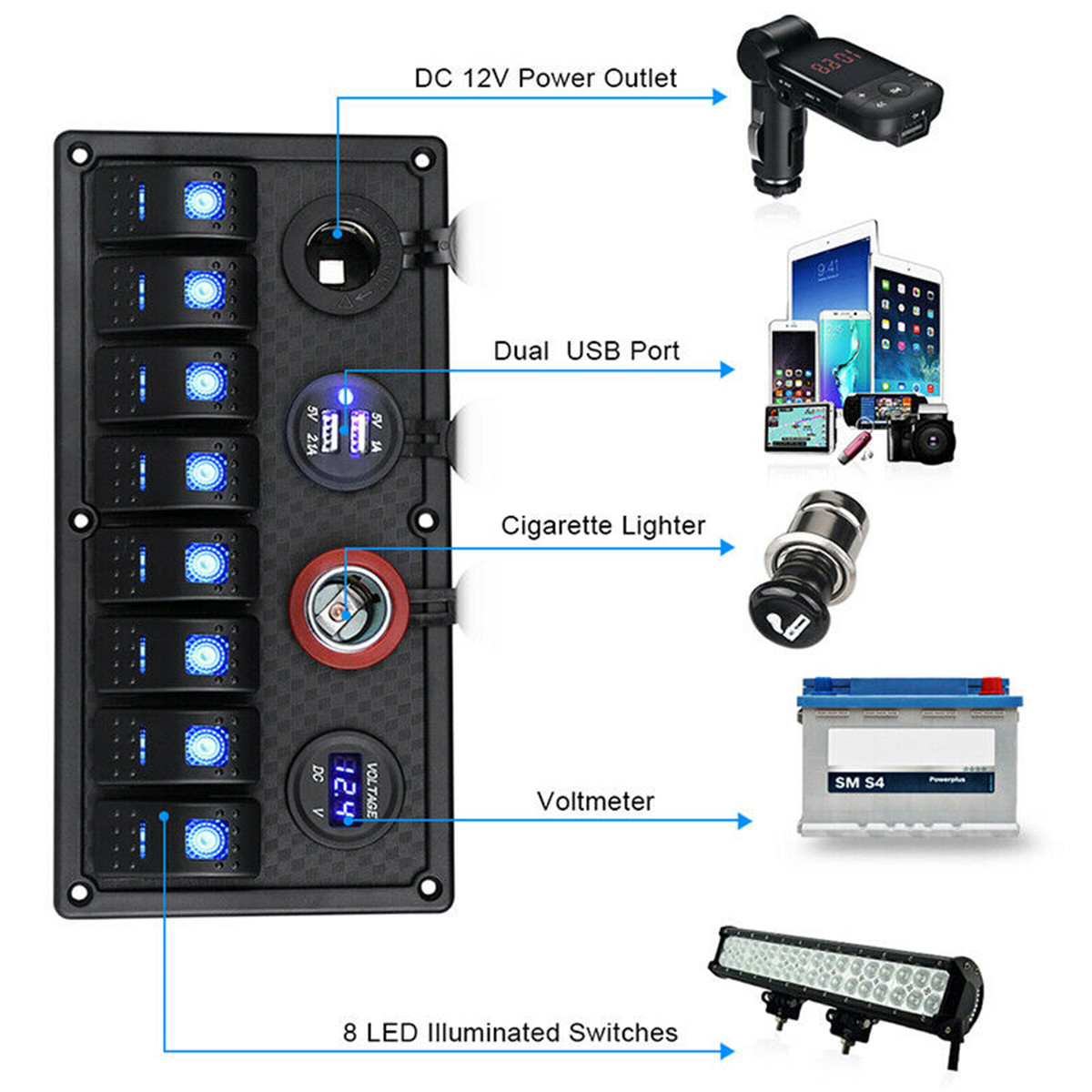 8-Gang-Rocker-Switch-LED-Panel-ON-OFF-Toggle-Circuit-Breaker-Waterproof-For-Marine-Boat-Car-RV-1718323