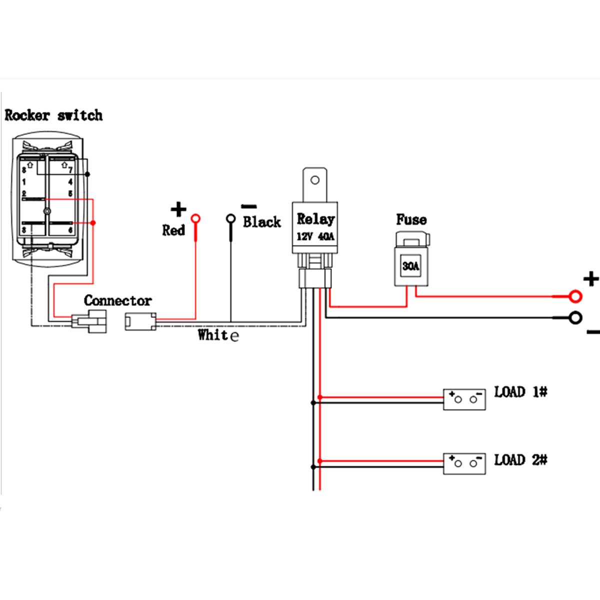 Blue-LED-Rocker-Switch-On-Off-with-Wiring-Harness-40A-Relay-Fuse-1001976