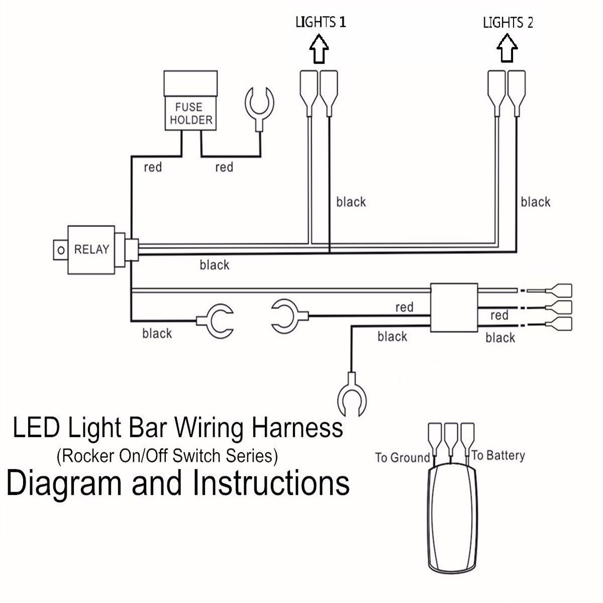 Blue-LED-Rocker-Switch-On-Off-with-Wiring-Harness-40A-Relay-Fuse-1001976
