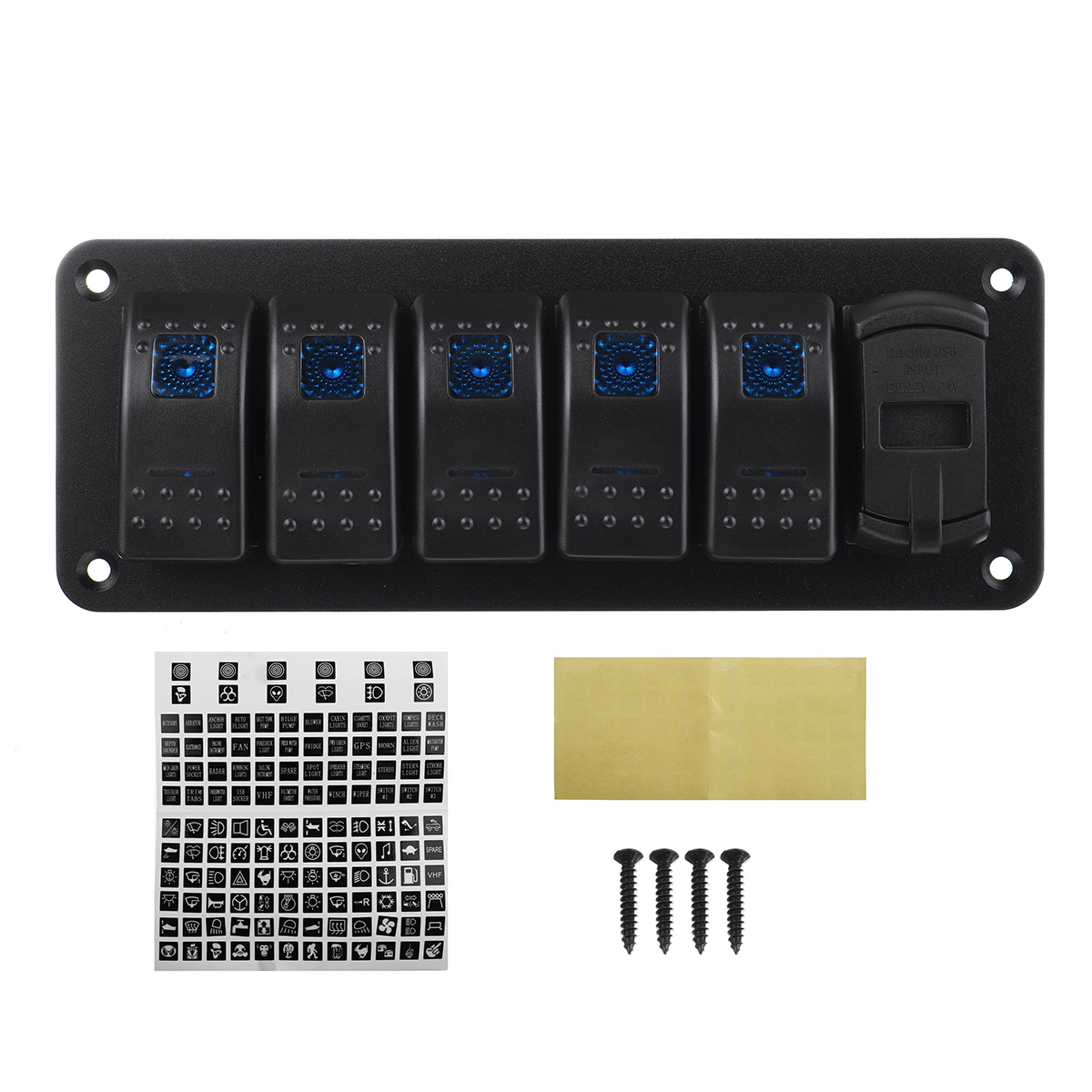 LED-12V-24V-ON-OFF-Toggle-Rocker-Switch-Panel-Dual-USB-Car-Marine-Boat-1766543
