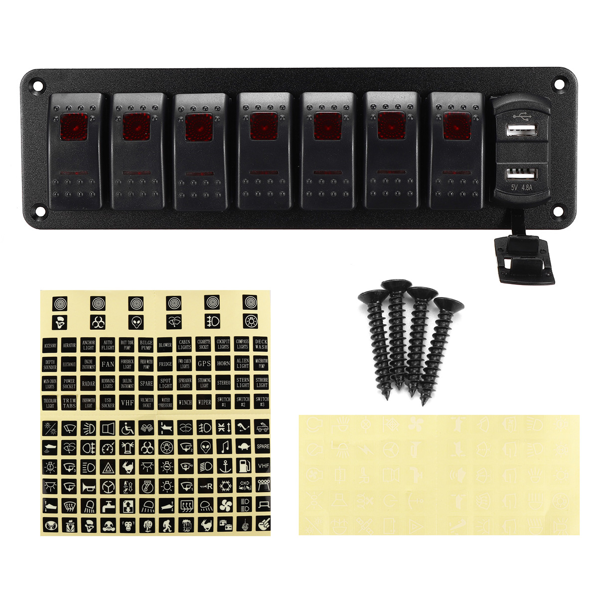 LED-12V-24V-ON-OFF-Toggle-Rocker-Switch-Panel-Dual-USB-Car-Marine-Boat-1766554