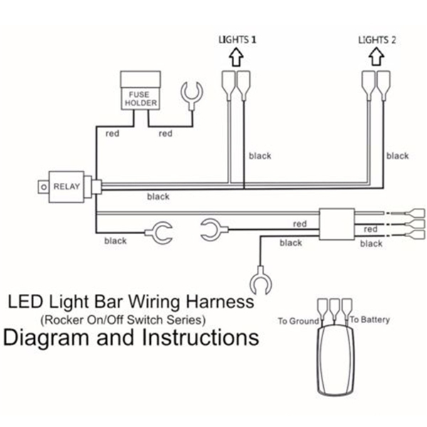 LED-Light-Rocker-Switch-ONOFF-Wiring-Harness-With-Relay-Fuse-CE-999880