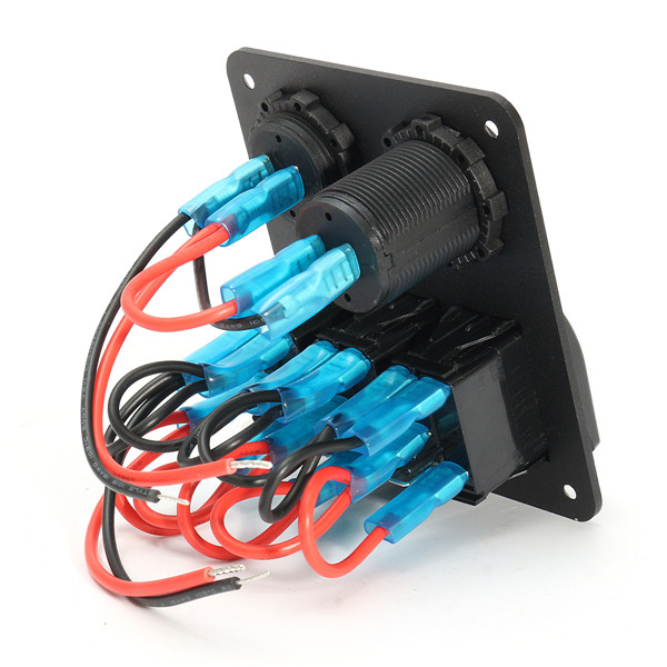 LED-Rocker-Switch-Panel-Dual-USB-Charger-Power-Socket-Voltmeter-Marine-Boat-RV-1262836