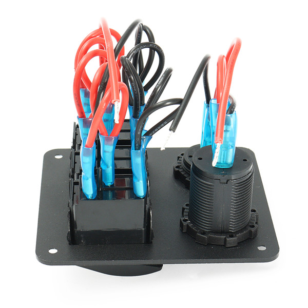 LED-Rocker-Switch-Panel-Dual-USB-Charger-Power-Socket-Voltmeter-Marine-Boat-RV-1262836