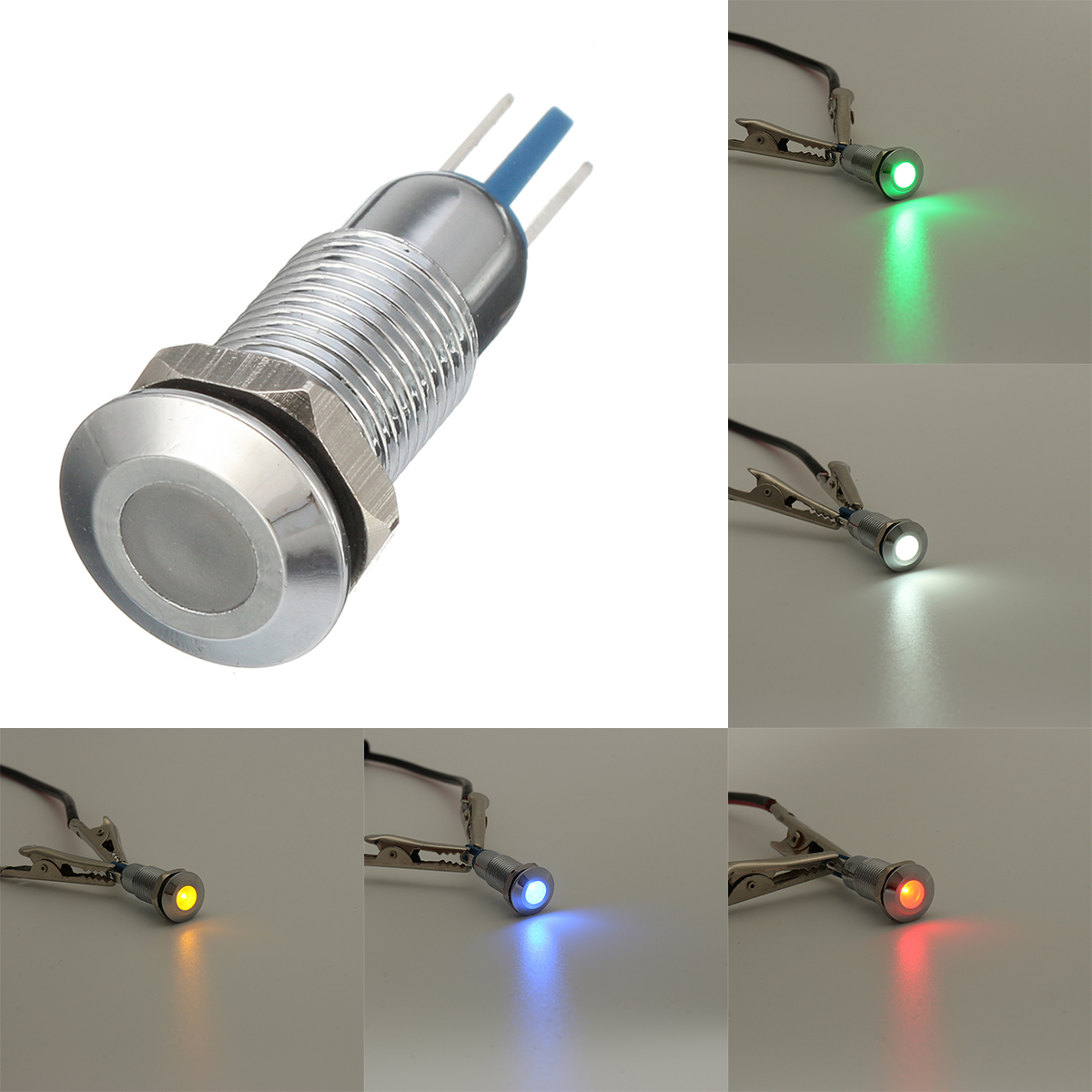 Metal-8mm-LED-Pilot-Dash-Panel-Indicator-Light-Lamp-Red-Blue-Green-White-Yellow-1159541