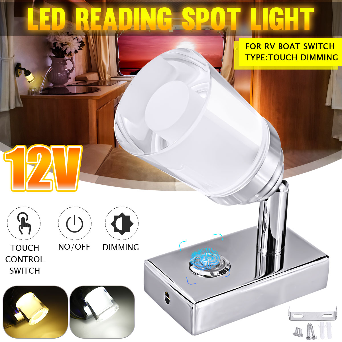Touch-Dimmer-Switch-12V-Dimming-Acrylic-LED-Swivel-Reading-Spot-Lights-Wall-Lamp-Adjustable-For-RV-B-1632601