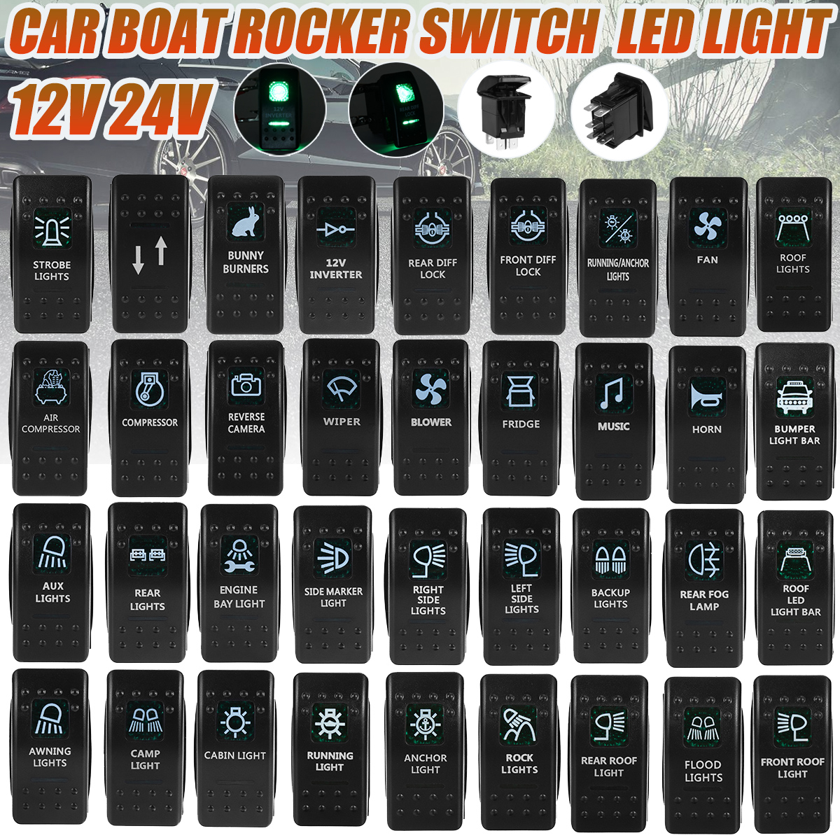 Waterproof-Rocker-Switch-ON-OFF-Dual-Blue-LED-Light-12V-24V-Boat-Car-Marine-Dash-1703389