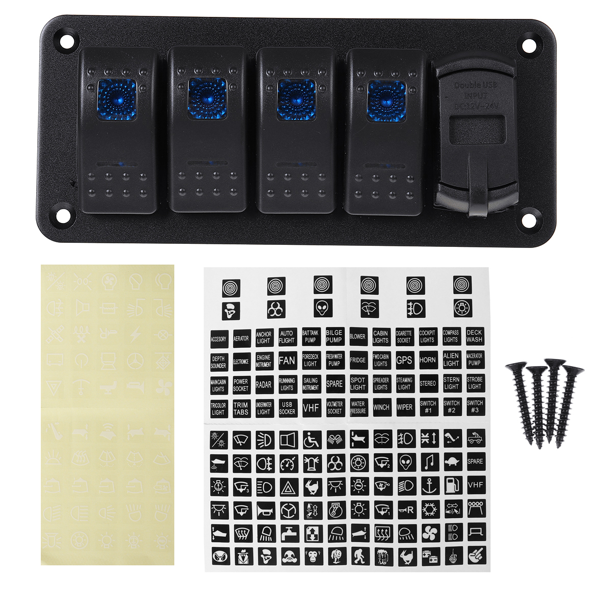 12V-24V-ON-OFF-Toggle-Rocker-Switch-LED-Panel-Dual-USB-Charger-Voltmeter-For-Car-Marine-Boat-1809844