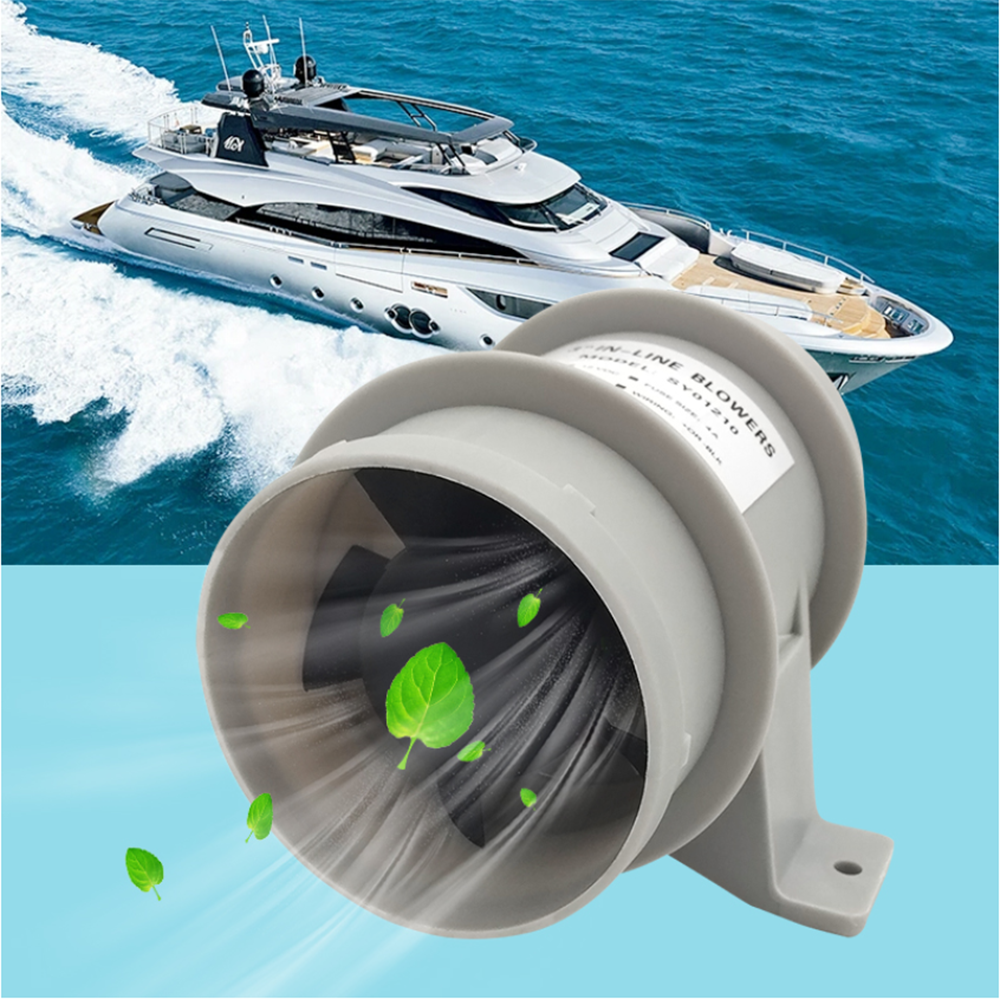 12V-3quot-In-Line-Boat-Air-Blower-Marine-BilgeEngineGalley-Ventilation-5-Fan-145CFM-Quiet-For-RV-Yac-1813686