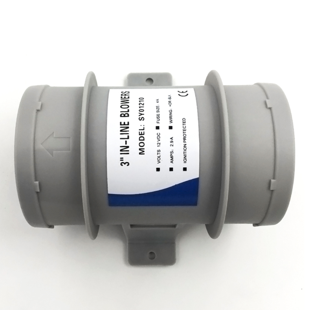 12V-3quot-In-Line-Boat-Air-Blower-Marine-BilgeEngineGalley-Ventilation-5-Fan-145CFM-Quiet-For-RV-Yac-1813686