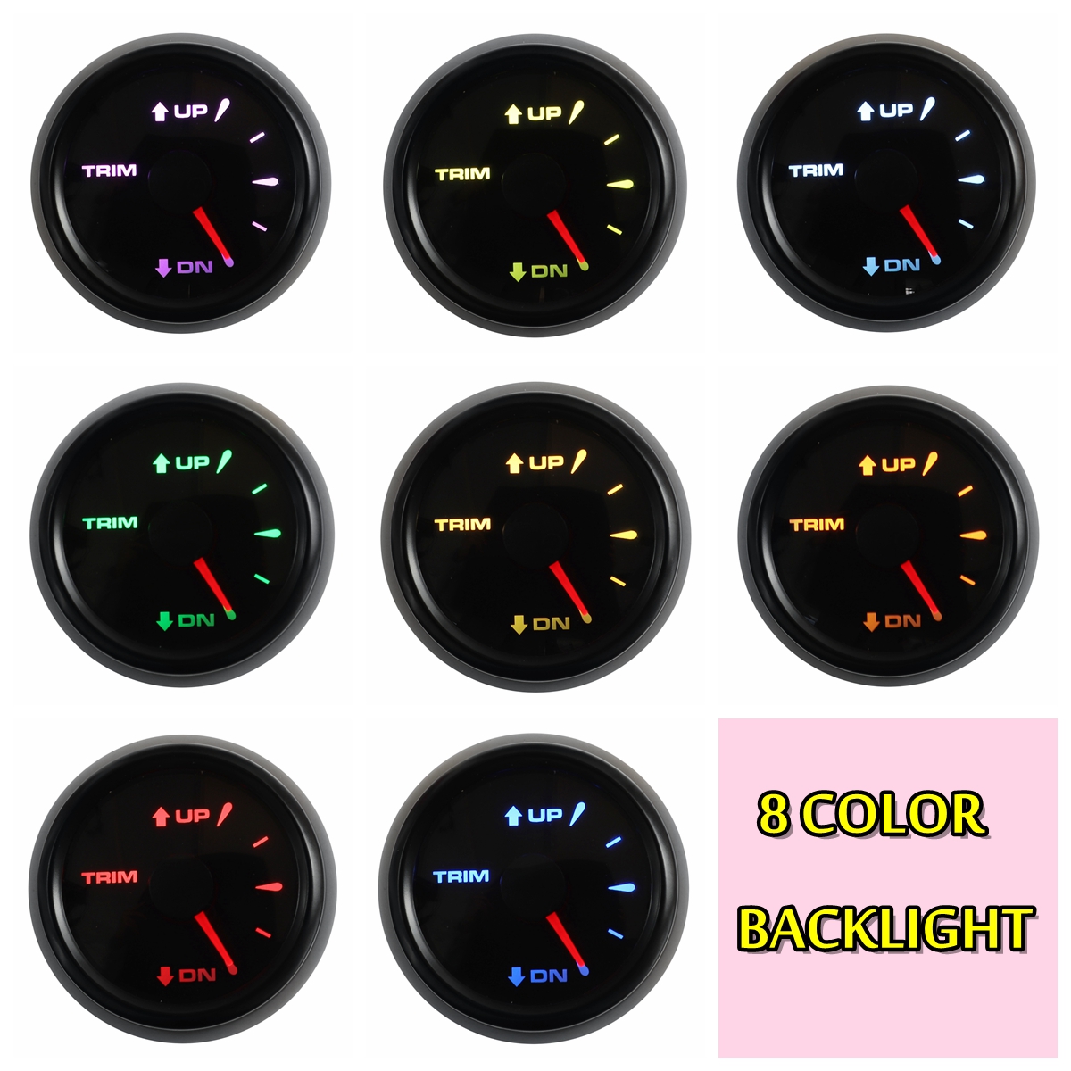 52mm-9-32V-0-190-ohm167-10-ohm-Boat-Trim-Level-Gauge-UP-DN-Electric-Backlights-1791068