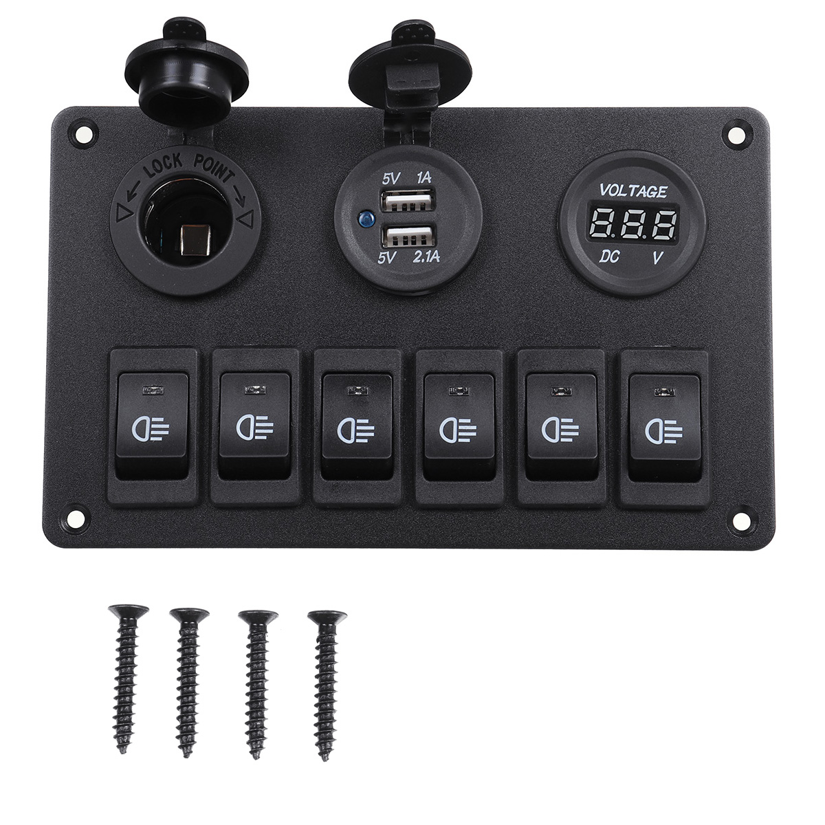 6-Gang-Blue-LED-Rocker-Switch-Panel-Car-Marine-Boat-Circuit-Dual-USB-Waterproof-1693751
