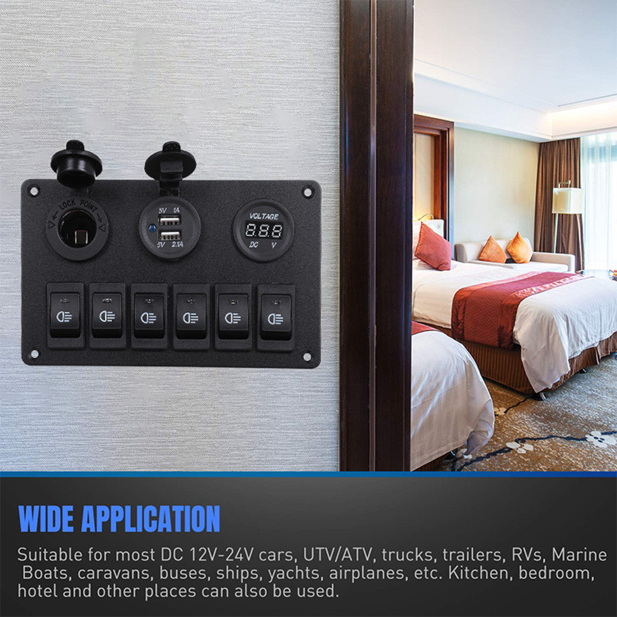 6-Gang-Blue-LED-Rocker-Switch-Panel-Car-Marine-Boat-Circuit-Dual-USB-Waterproof-1693751