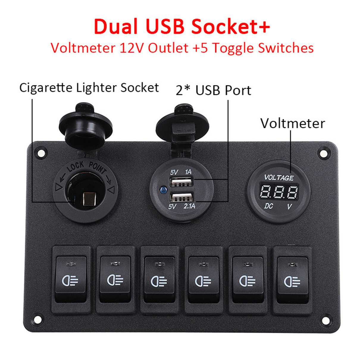 6-Gang-Blue-LED-Rocker-Switch-Panel-Car-Marine-Boat-Circuit-Dual-USB-Waterproof-1693751