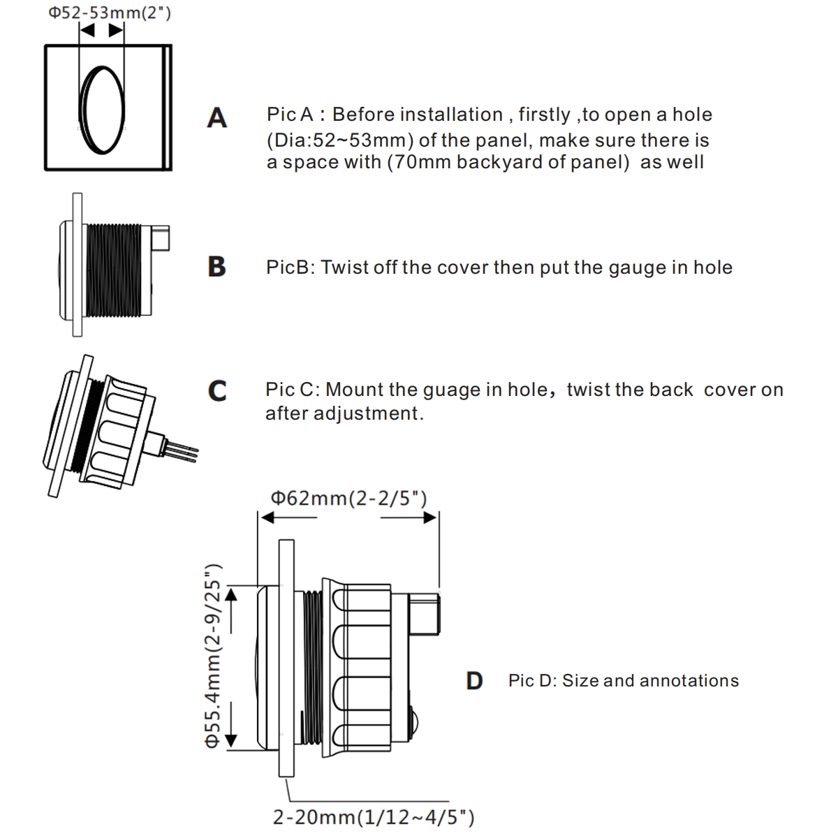 9-32V-52mm-Boat-Marine-Angle-Indicator-0-190-ohm-With-Rudder-Angle-Sensor-Set-8-Color-Backlight-1807418