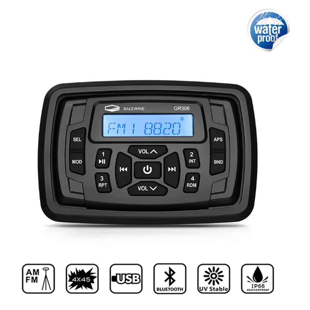 GUZARE-GR306-Waterproof-Marine-Stereo-bluetooth-Sound-System-Boat-Radio-Audio-AM-FM-Receiver-Car-MP3-1813666