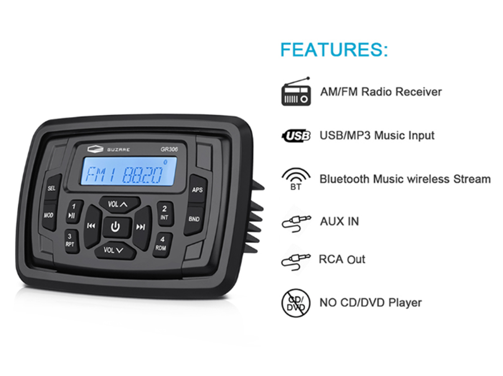 GUZARE-GR306-Waterproof-Marine-Stereo-bluetooth-Sound-System-Boat-Radio-Audio-AM-FM-Receiver-Car-MP3-1813666