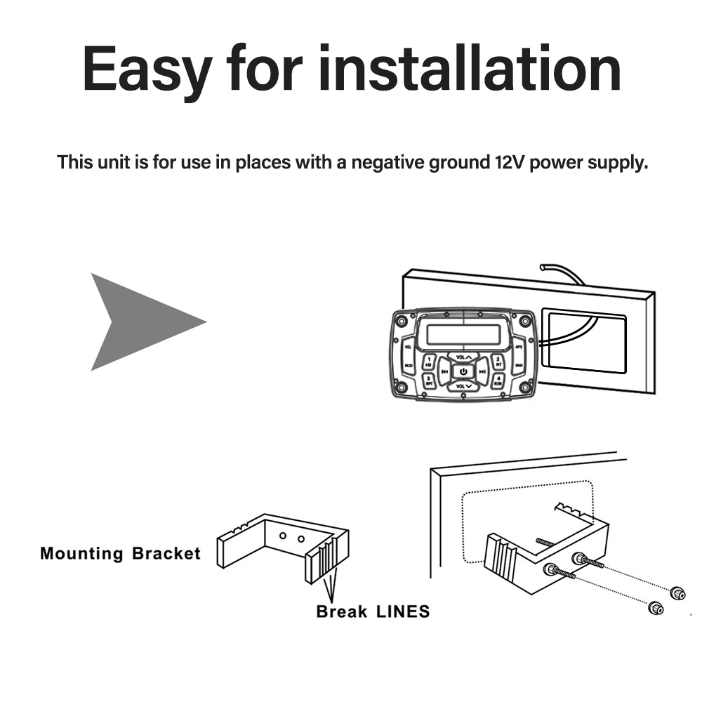 GUZARE-GR306-Waterproof-Marine-Stereo-bluetooth-Sound-System-Boat-Radio-Audio-AM-FM-Receiver-Car-MP3-1813666