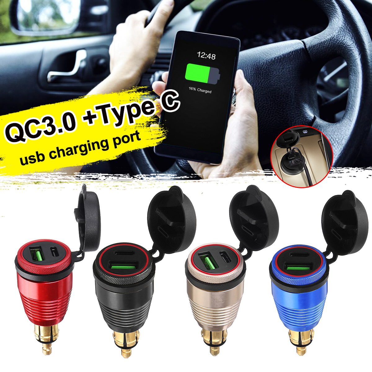 Type-C-QC30-USB-Charger-Quick-Charge-Socket-Waterproof-For-Motorcycle-Car-SUV-Boat-1635524