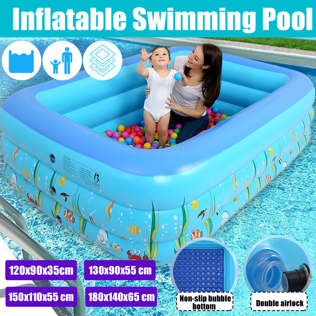 120cm130cm150cm180cm-Aufblasbar-Schwimmbad-Inflatable-Swimming-Pool-Quick-Up-Pools-Home-1819752