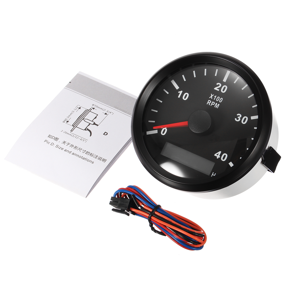 1224V-Marine-Tachometer-Boat-Tacho-Meter-Gauge-LCD-Hourmeter-0-4000-RPM-85mm-1212622