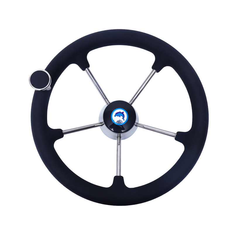 13-12-Inch-Dia-Marine-Boat-Steering-Wheel-5-Spoke-34-Inch-Shaft-Sport-25deg-With-Auxiliary-Knob-For--1630181
