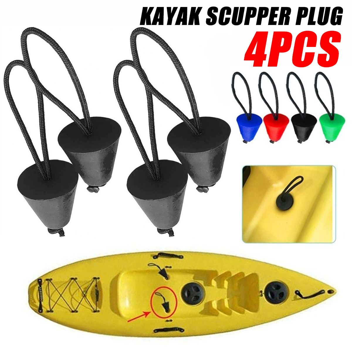 4PCS-Silicone-Kayak-Scupper-Plug-Kit-Canoe-Drain-Holes-Stopper-Bung-Universal-1708845