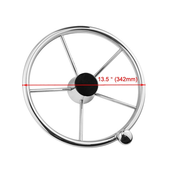 BSET-MATEL-13-12-342mm-Steering-Wheel-Stainless-Steel-316-Marine-Grade-with-Spinner-Handle-Knob-Boat-1448100