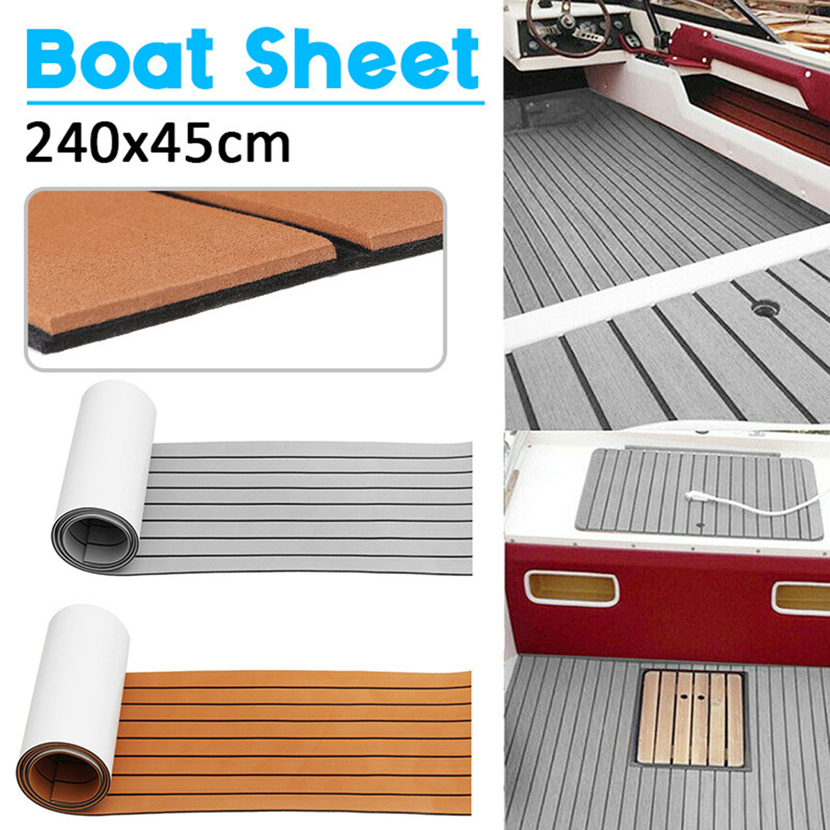 EVA-Foam-Boat-Yacht-Marine-Flooring-Border-Teak-Decking-Sheet-Pad-240x45x05cm-1698024