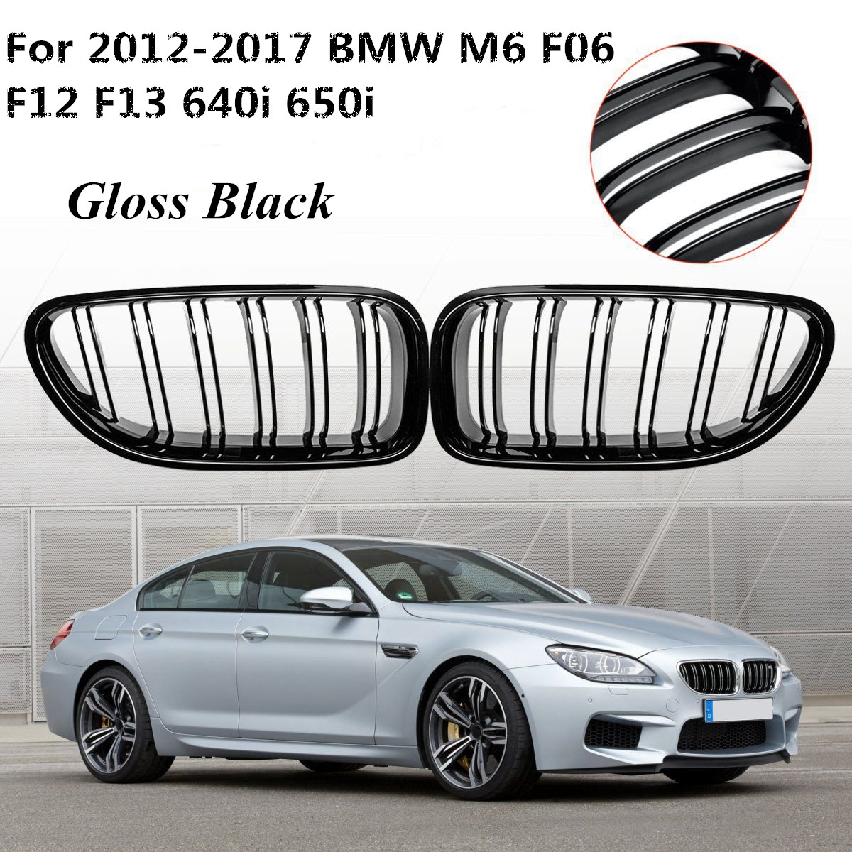 1-Pair-Gloss-Black-Front-Grill-Grille-For-BMW-M6-640i-650i-F06-F12-F13-12-17-1639582