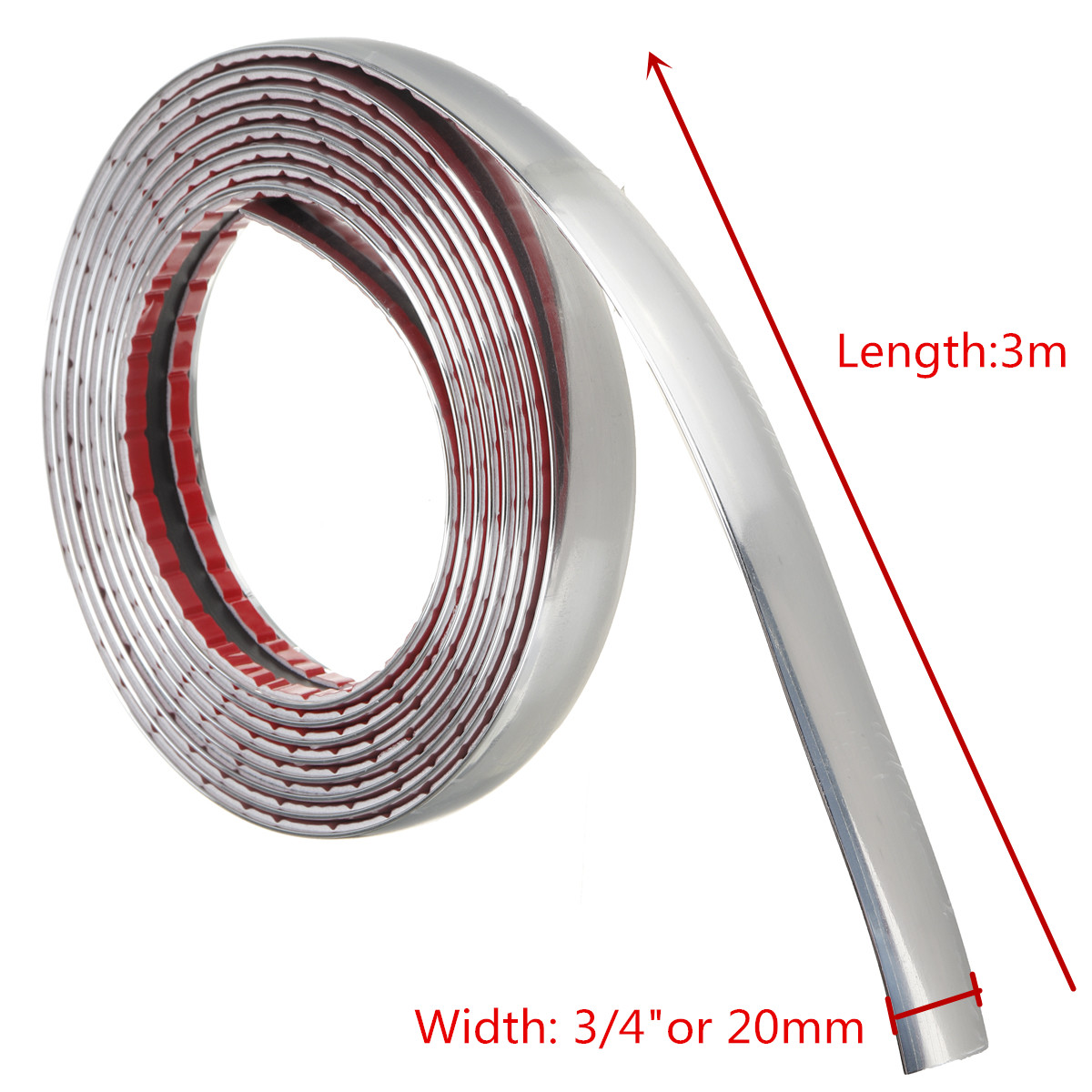 20mmx3m-Chrome-Car-Molding-Trim-Door-Body-Side-Roof-Decorate-Strip-Protector-1818965