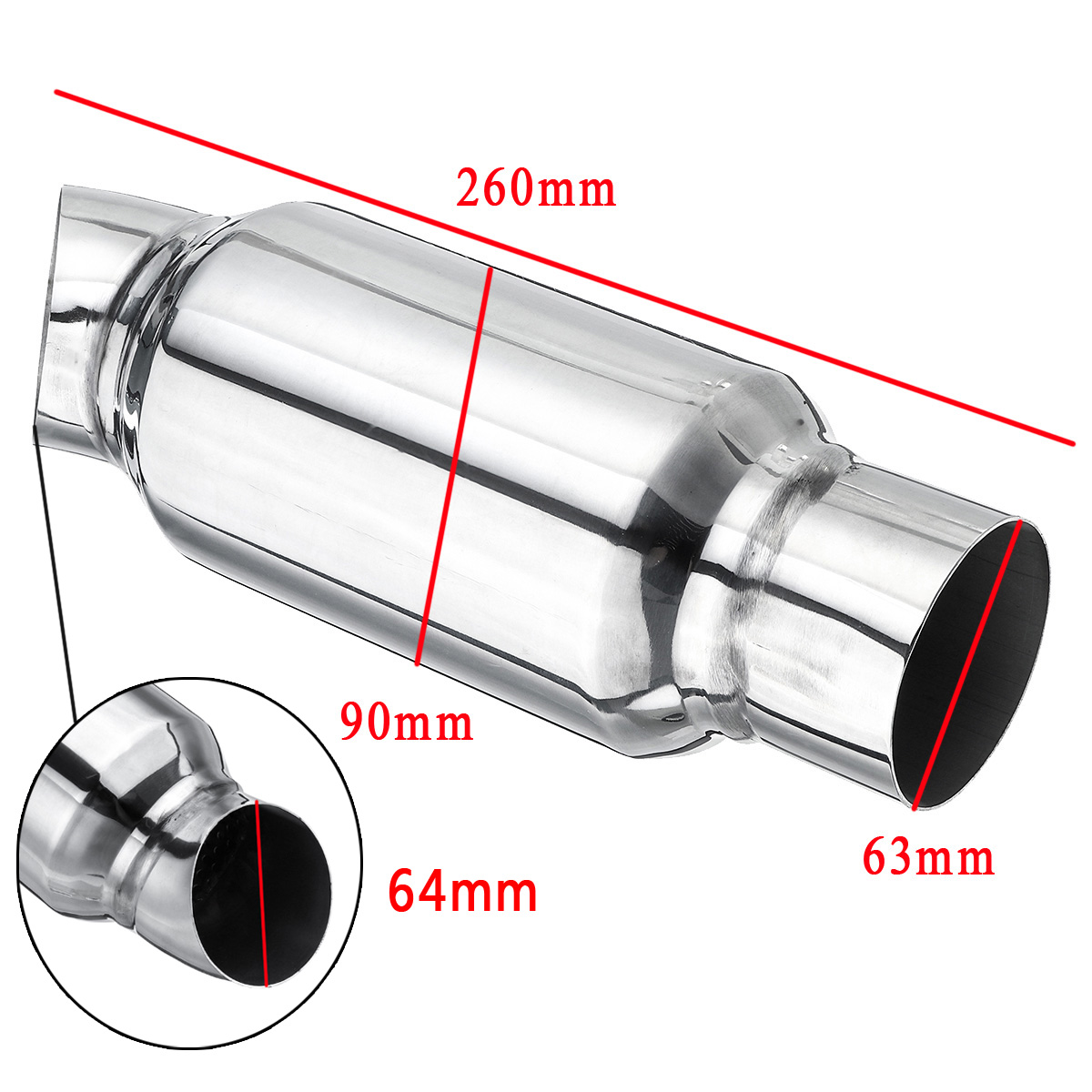 25-Inch-63mm-Inlet-Chrome-Exhaust-Pipe-Muffler-Silencer-Resonator-Chrome-1611317