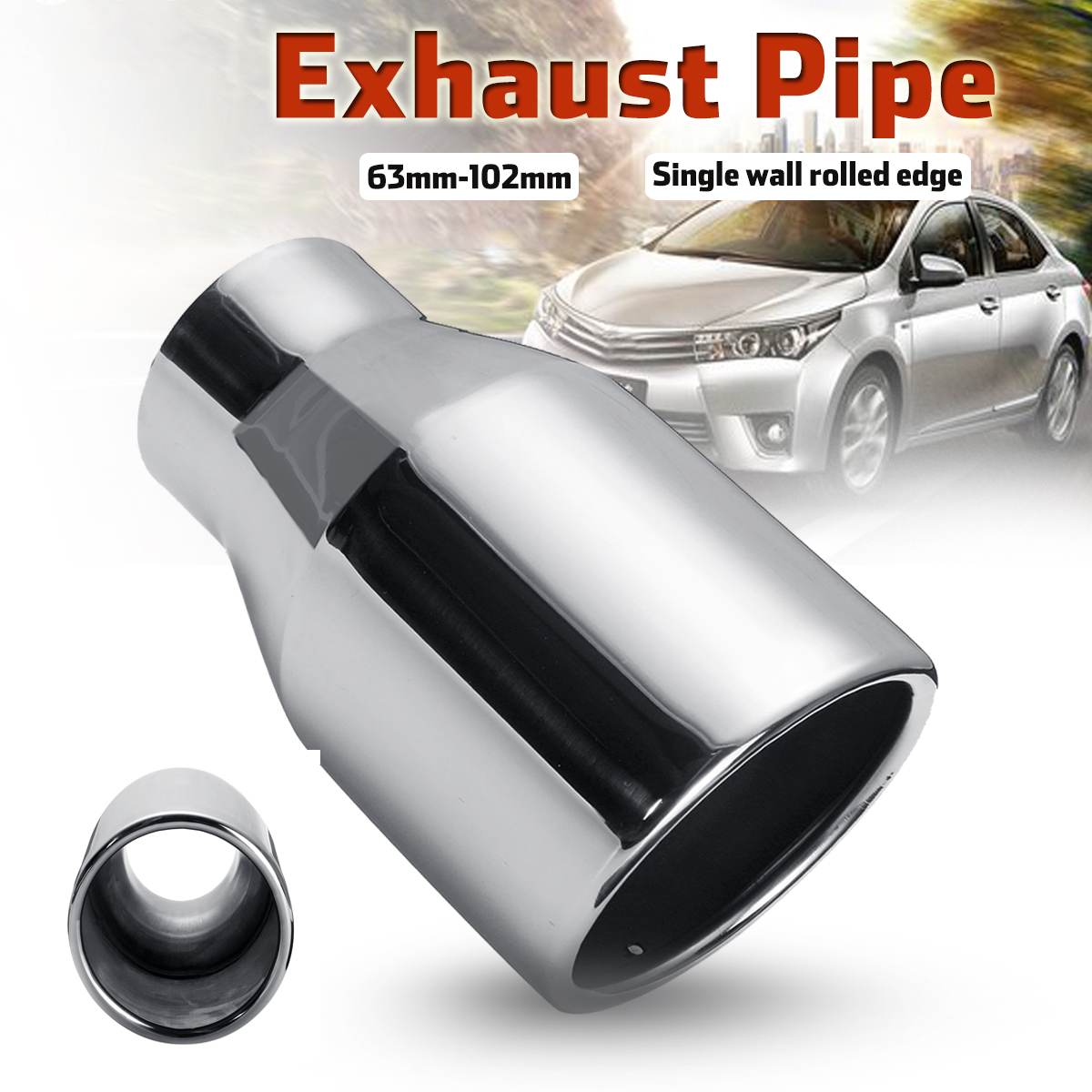 25Inch-In-4Inch-Out-Stainless-Chrome-Car-Tail-Rear-Exhaust-Muffler-Pipe-Tip-Cut-Durable-1641197