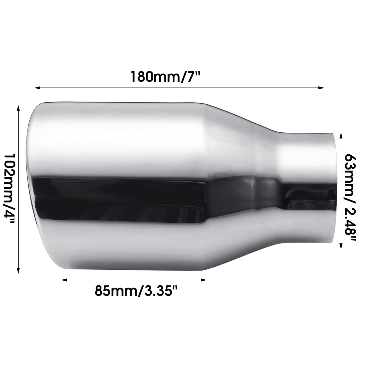 25Inch-In-4Inch-Out-Stainless-Chrome-Car-Tail-Rear-Exhaust-Muffler-Pipe-Tip-Cut-Durable-1641197