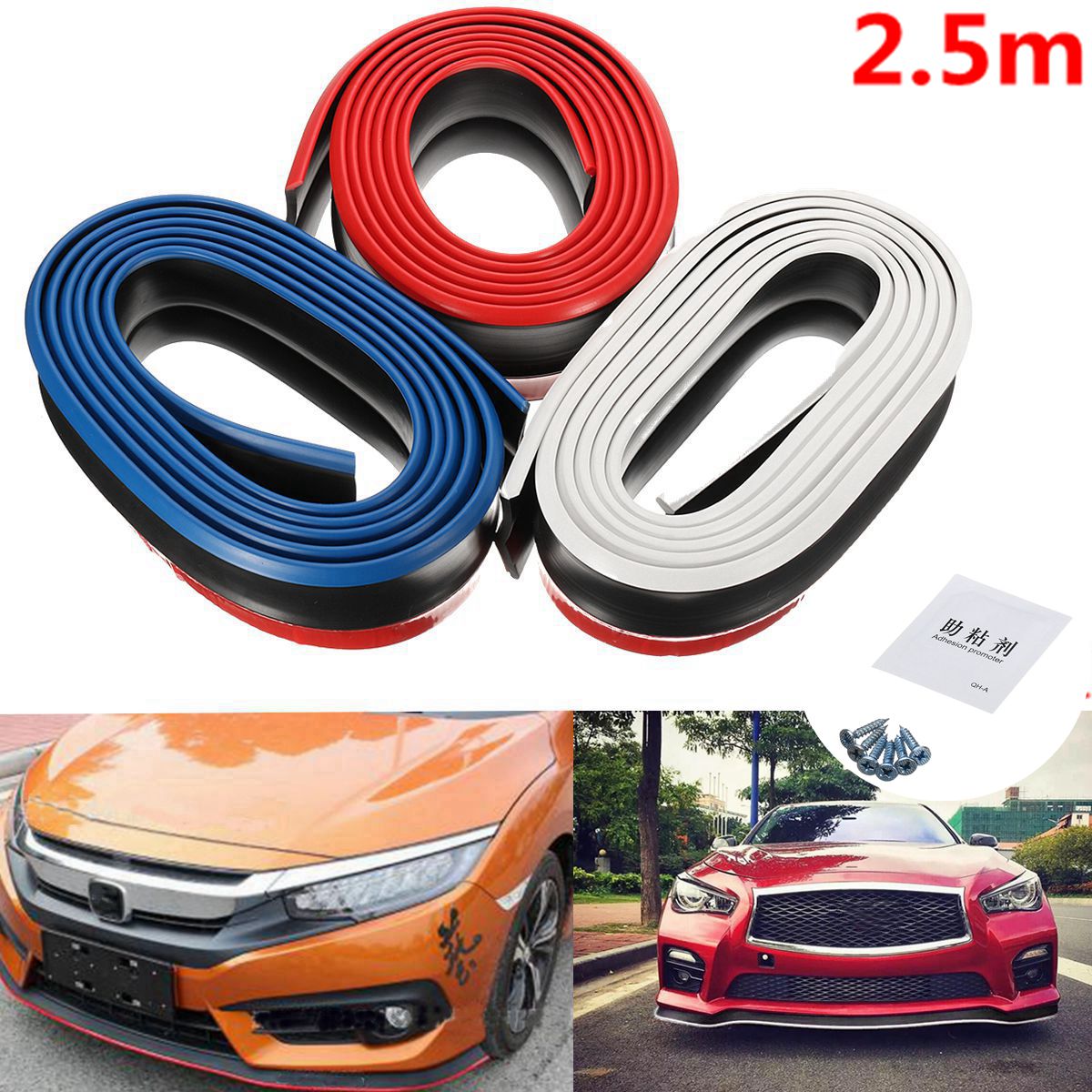 25m-Car-Front-Bumper-Lip-Splitter-Chin-Spoiler-Skirt-Rubber-Protector-3-Color-1785542