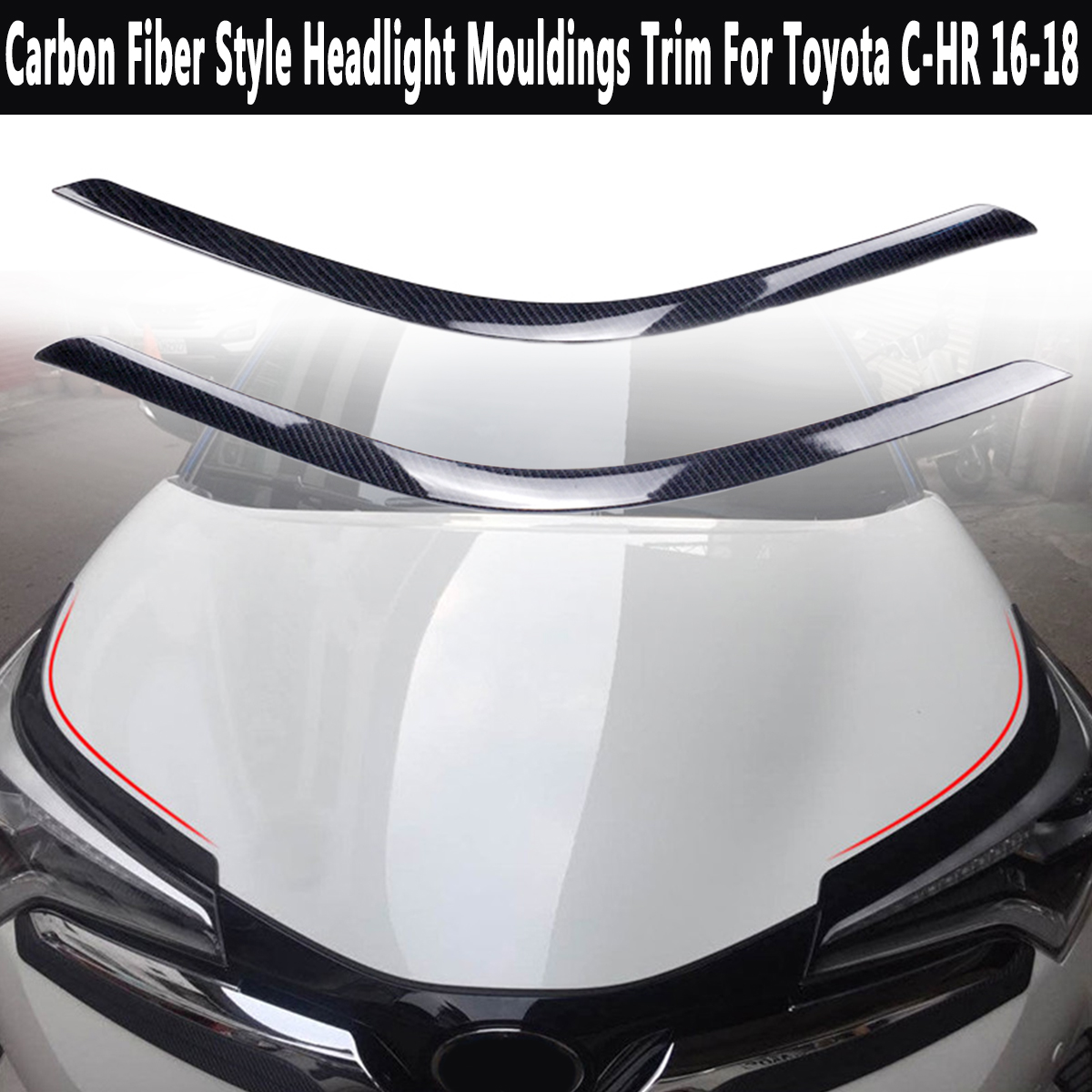 2xCarbon-Fiber-Style-Headlight-Lamp-Moulding-Trim-For-Toyota-CHR-C-HR-20161718-1666625