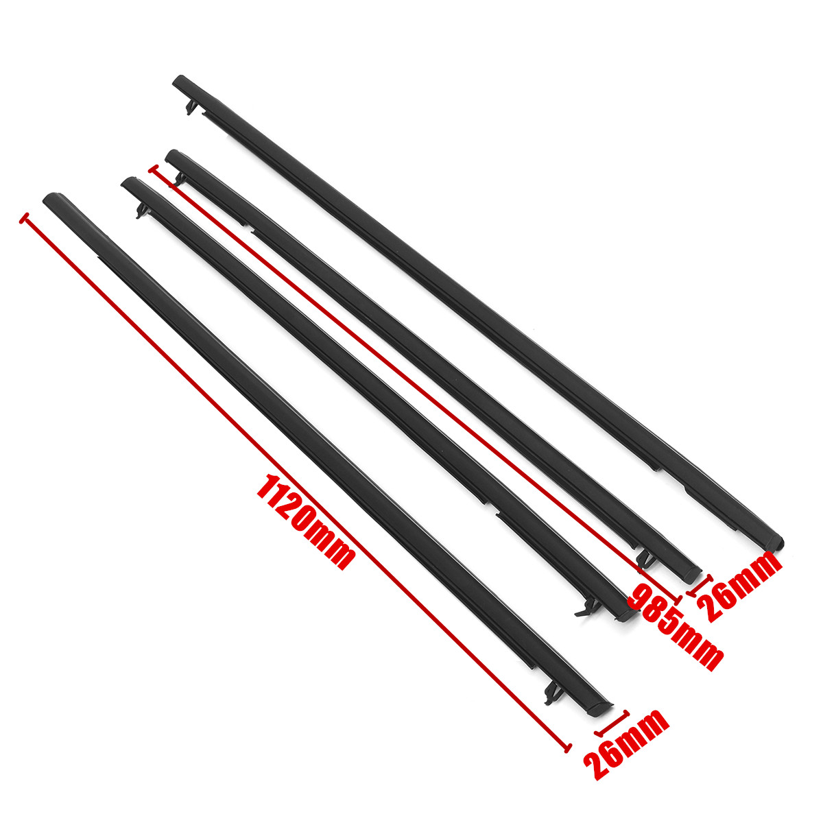 4PCS-Car-Outside-Window-Moulding-Weatherstrip-Weather-Seal-Black-For-Civic-1684534