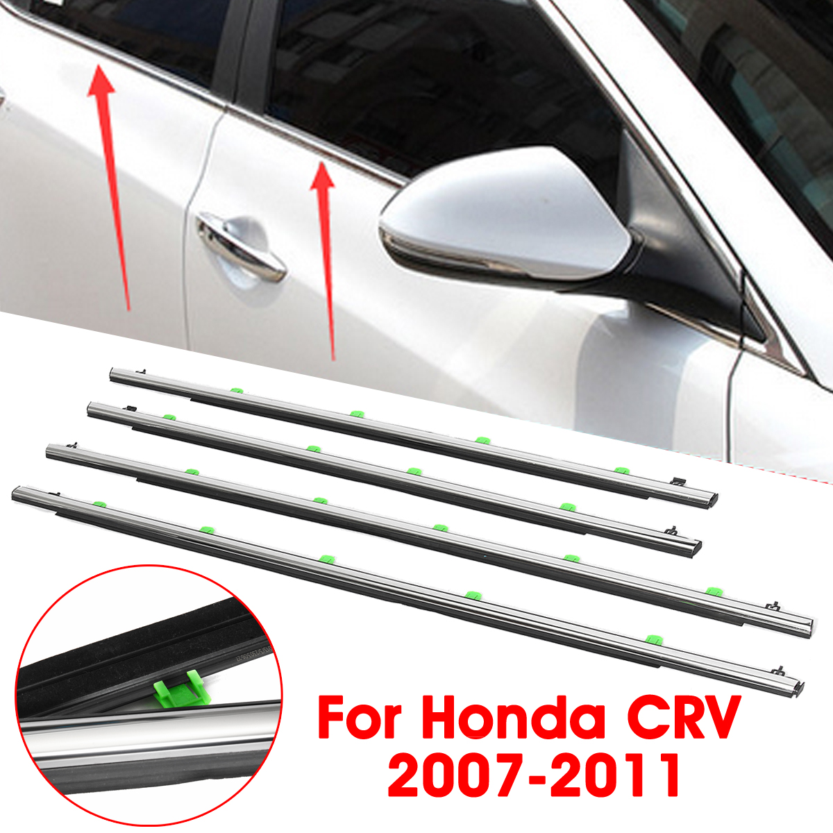 4PCS-For-Honda-CR-V-CRV-2007-2011-Car-Window-Moulding-Trim-Weatherstrips-Seal-1666606