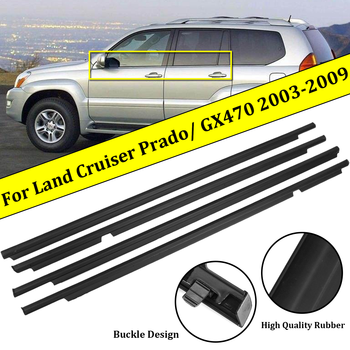4PCS-For-LEXUS-GX470-75722-60080-WEATHERSTRIP-WINDOW-BELT-MOULDING-2003-2009-1684529