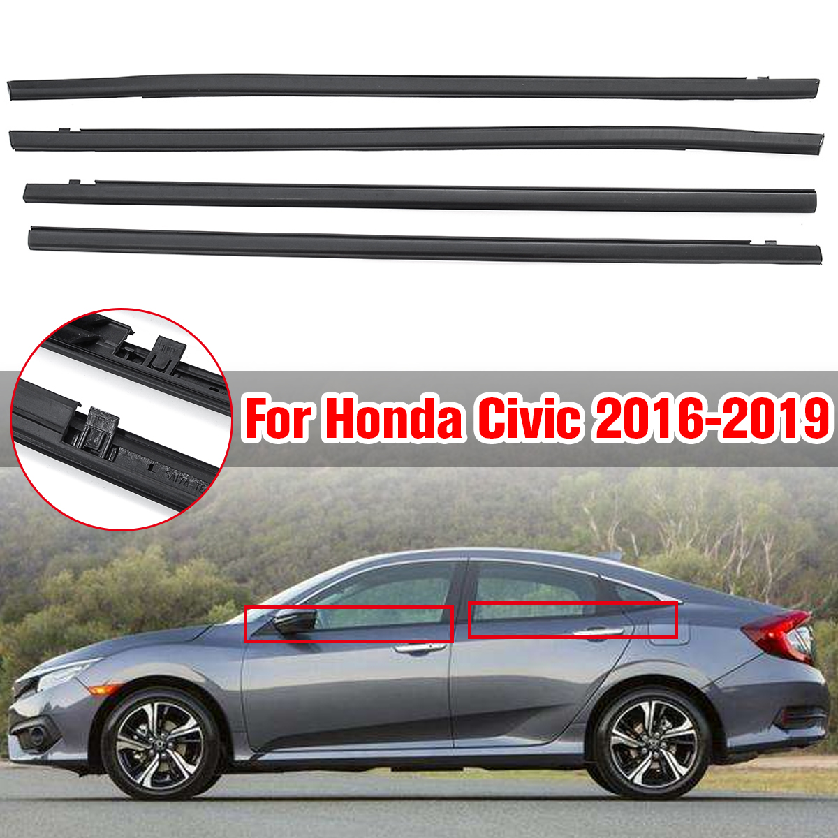 4pcs-Car-Weatherstrip-Window-Moulding-Trim-Door-Seal-Belt-For-Honda-Civic-16-19-1666599