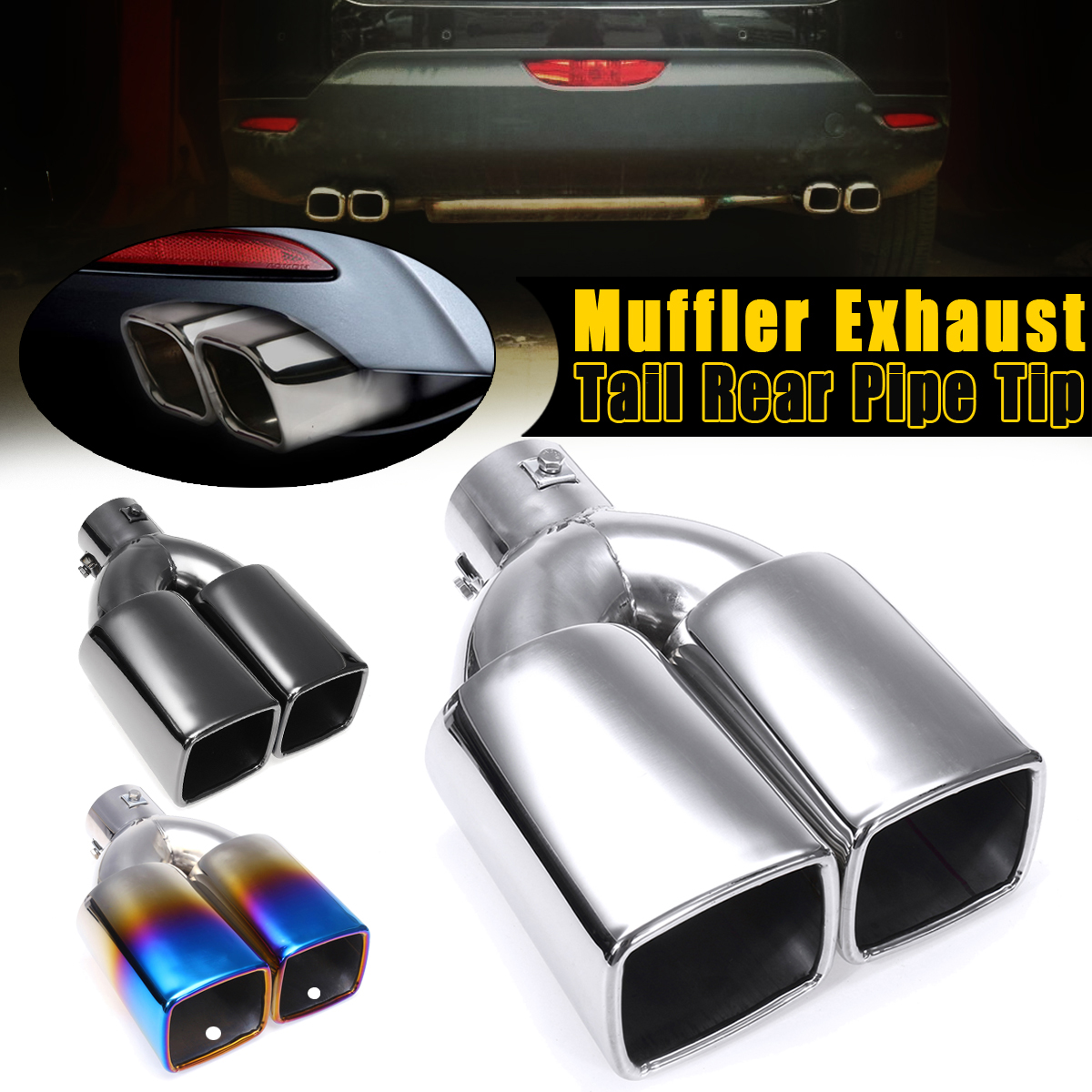 63mm-25quot-Stainless-Steel-Inlet-Tail-Rear-Pipe-Tip-Muffler-Exhaust-Silencer-Cover-1607020