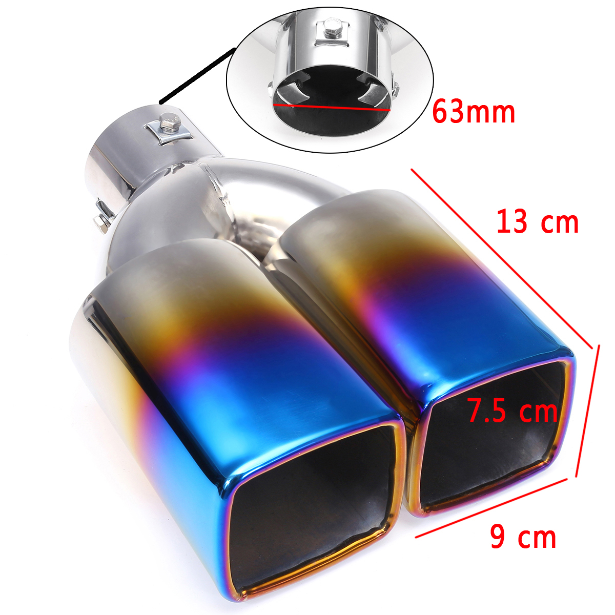 63mm-25quot-Stainless-Steel-Inlet-Tail-Rear-Pipe-Tip-Muffler-Exhaust-Silencer-Cover-1607020