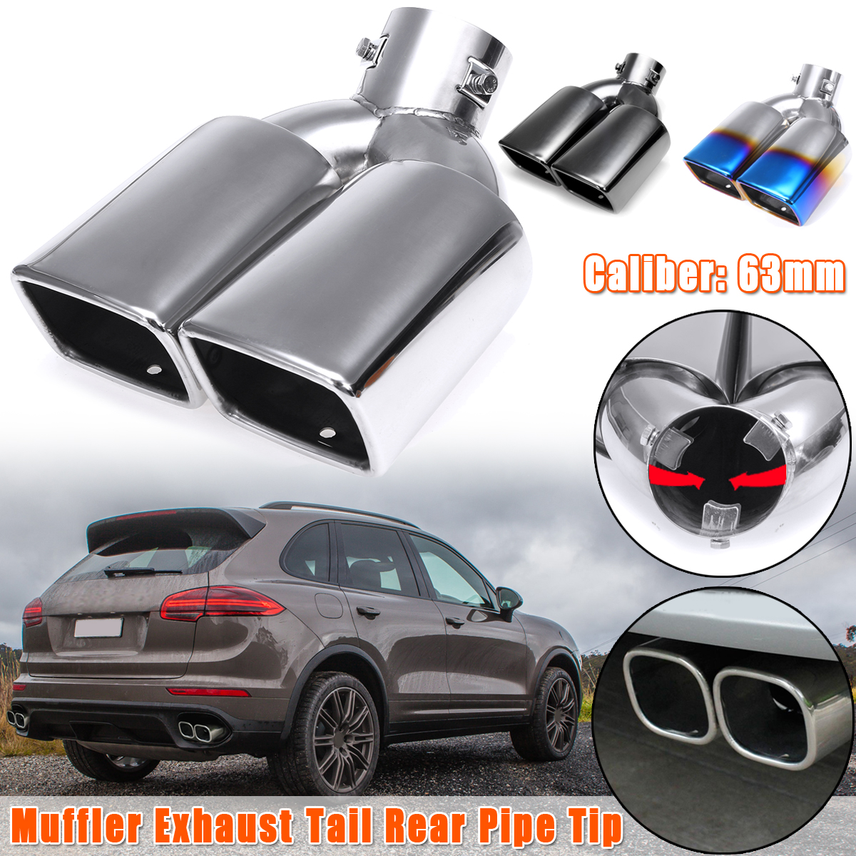 63mm-Motorcycle-Stainless-Steel-Inlet-Sports-Exhaust-Tail-Pipe-Muffler-Cover-Cover-1607019