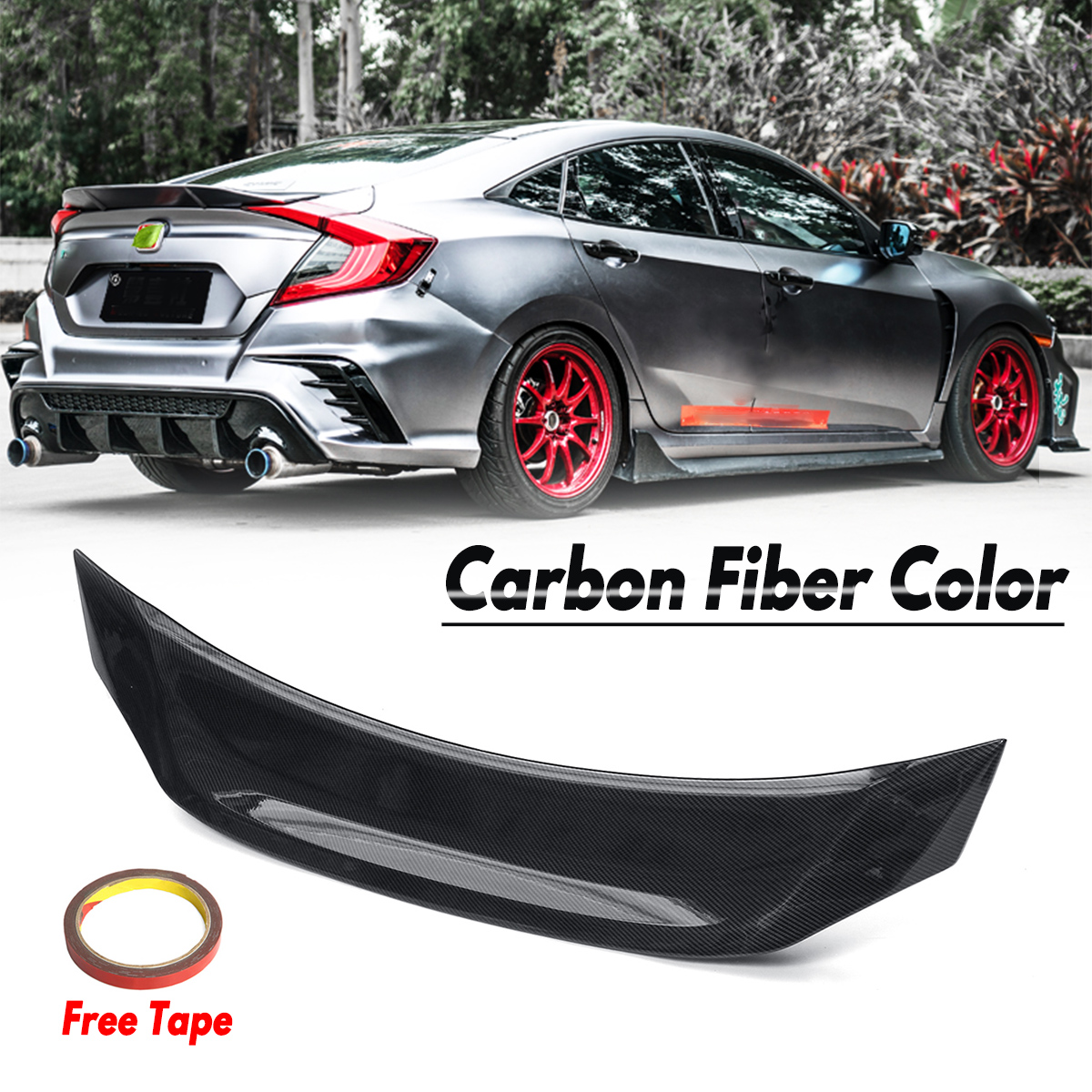 Car-Carbon-Fiber-Color-Highkick-Duckbill-Rear-Trunk-Spoiler-Wing-FOR-Honda-Civic-Sedan-V3-2016-2019-1638825