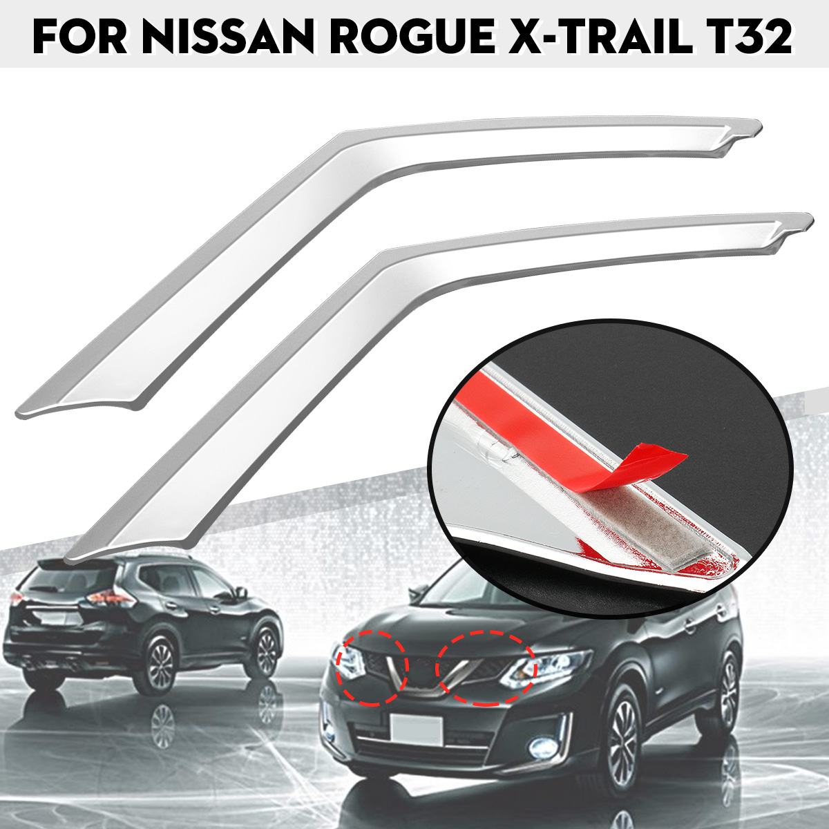 Chrome-Front-Grille-Insert-Cover-Trim-For-Nissan-Rogue-X-Trail-T32-2014---2016-1455266