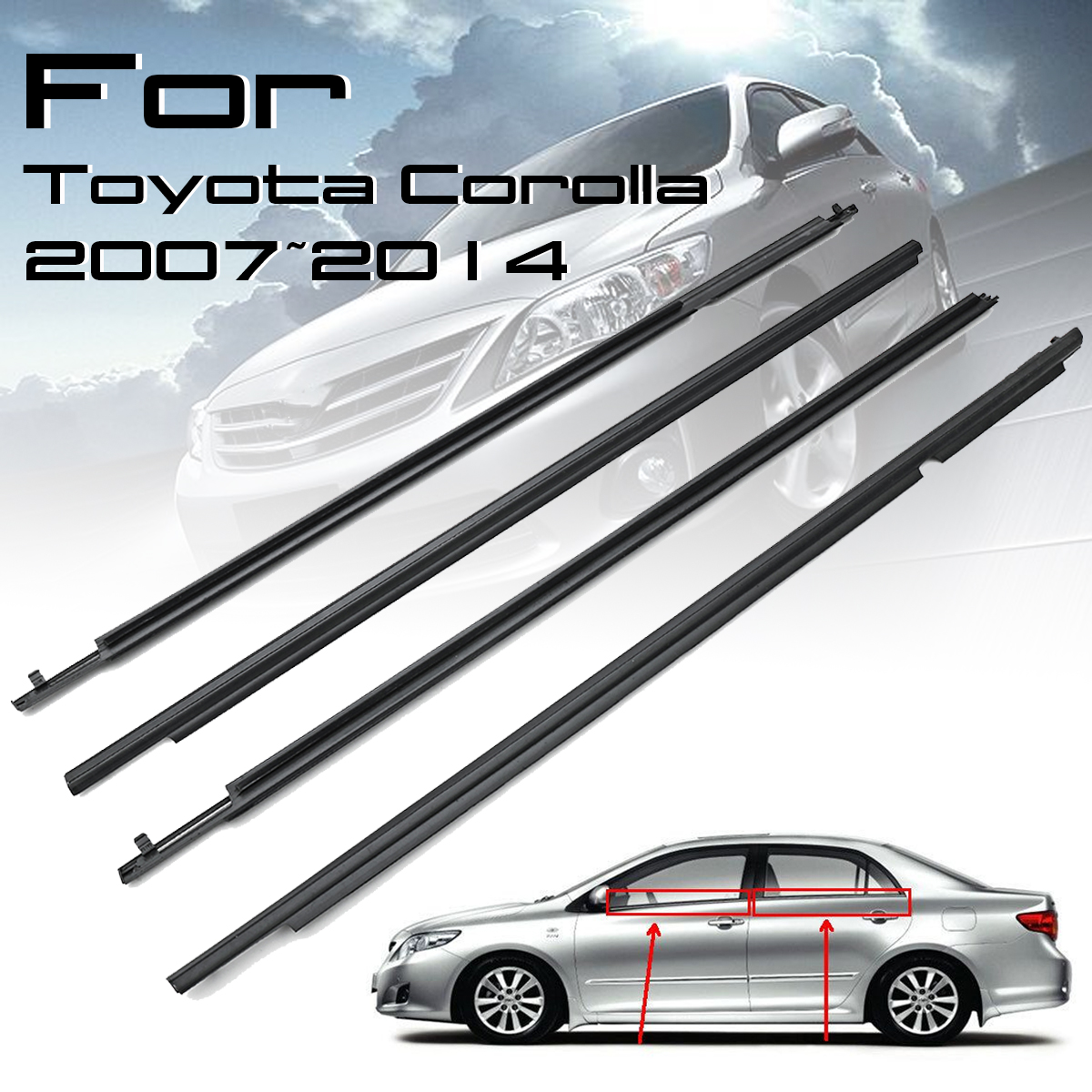 For-Toyota-Corolla-2007-2014-Door-Weatherstrip-Belt-Seal-Window-Moulding-1684537