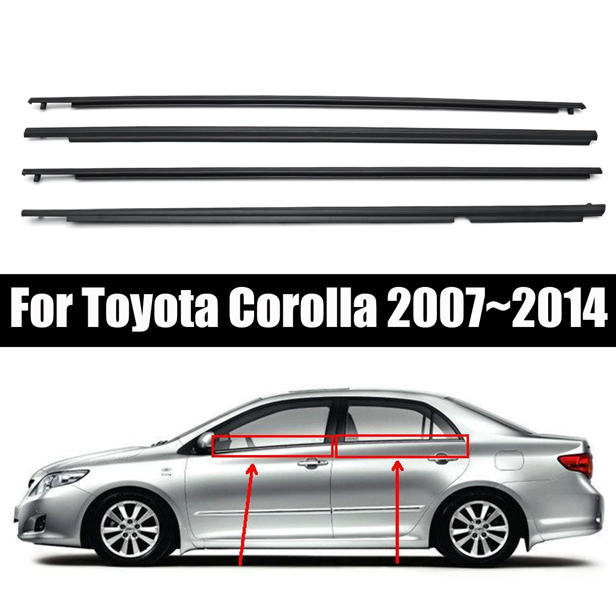 For-Toyota-Corolla-2007-2014-Door-Weatherstrip-Belt-Seal-Window-Moulding-1684537