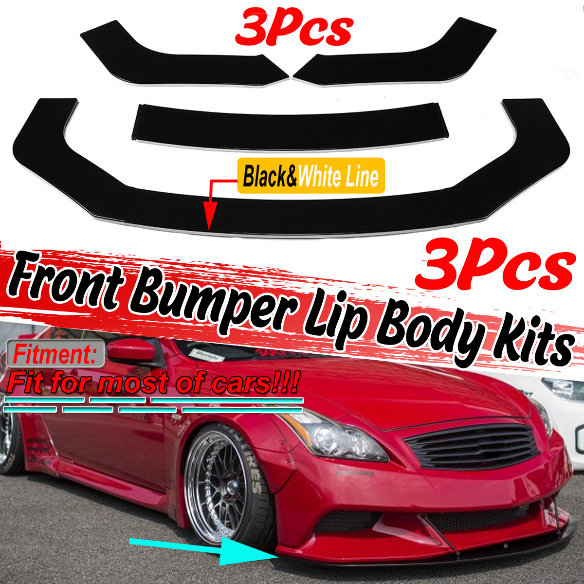 Front-Lip-Chin-Bumper-Protector-Body-Kits-Black-with-White-Line-Fits-Universal-Car-Bumper-Exterior-B-1656225